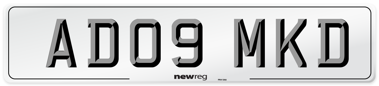 AD09 MKD Number Plate from New Reg